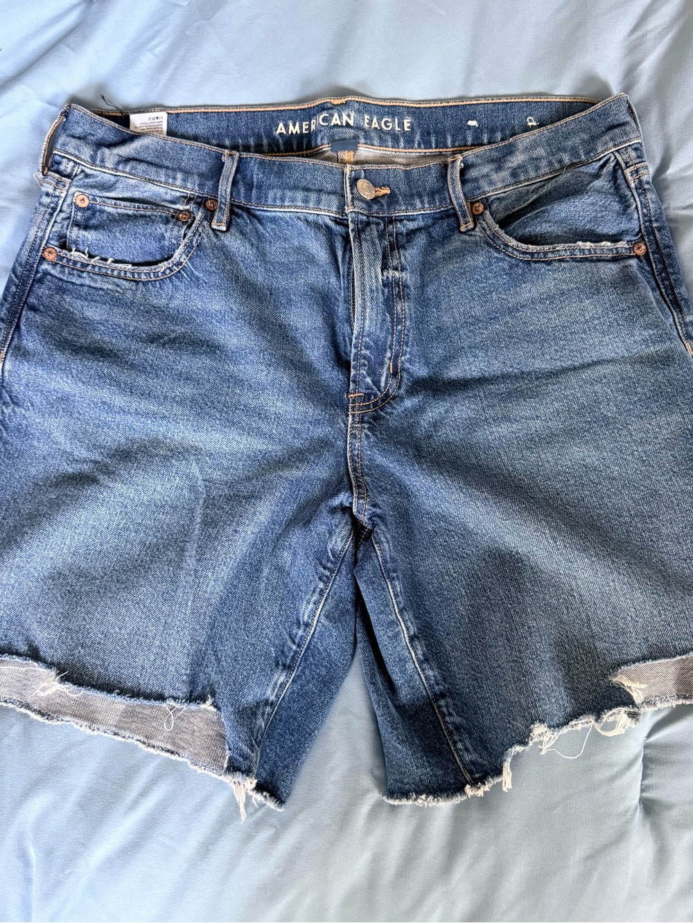 American Eagle Outfitters Blue Distressed Denim Shorts